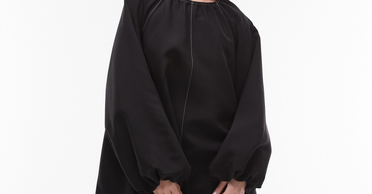 Robe Noire Topshop - Coupe A Avec Joli Col - Taille UK 8 - Parfaite Pour Le Bureau Ou Une Soirée