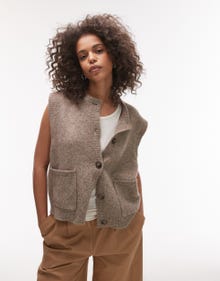 Topshop Topshop knitted crew pocket waistcoat -Brown - 140133874
