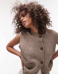 Topshop Topshop knitted crew pocket waistcoat -Brown - 140133874