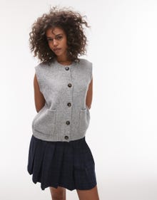 Topshop Topshop knitted crew pocket waistcoat -Grey - 140133875