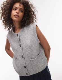 Topshop Topshop knitted crew pocket waistcoat -Grey - 140133875
