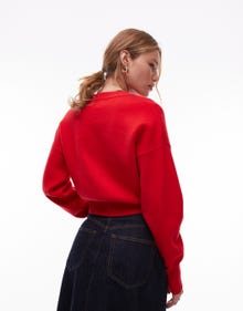 Topshop Topshop knitted compact fitted waist cardi -Red - 140917658