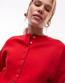 Topshop Topshop knitted compact fitted waist cardi -Red - 140917658