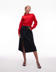Topshop Topshop knitted compact fitted waist cardi -Red - 140917658