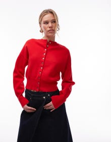 Topshop Topshop knitted compact fitted waist cardi -Red - 140917658