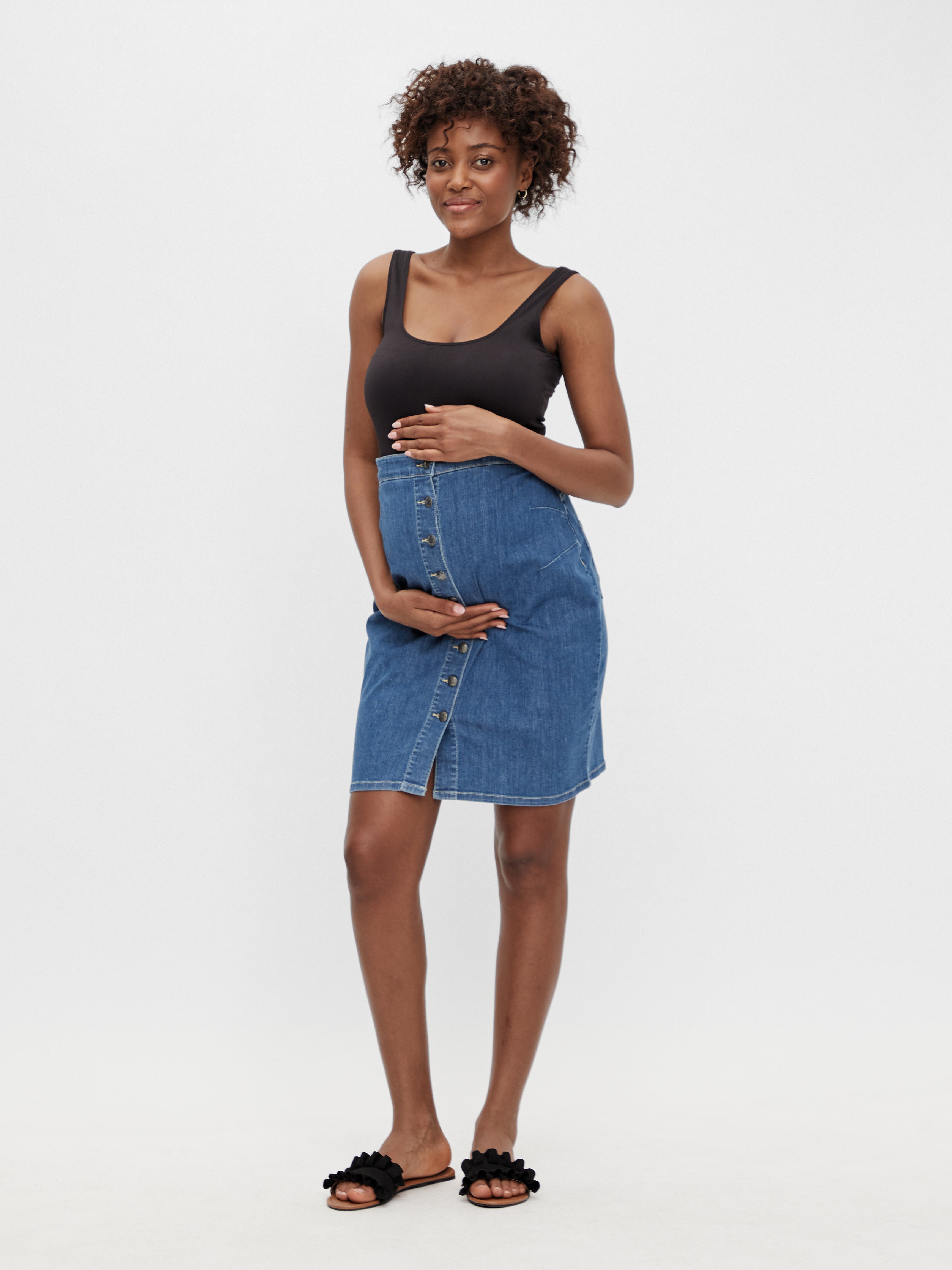 Long denim skirt maternity sale