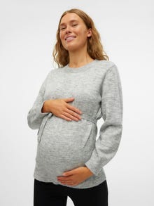 MAMA.LICIOUS PULL EN MAILLE -Light Grey Melange - 20013900
