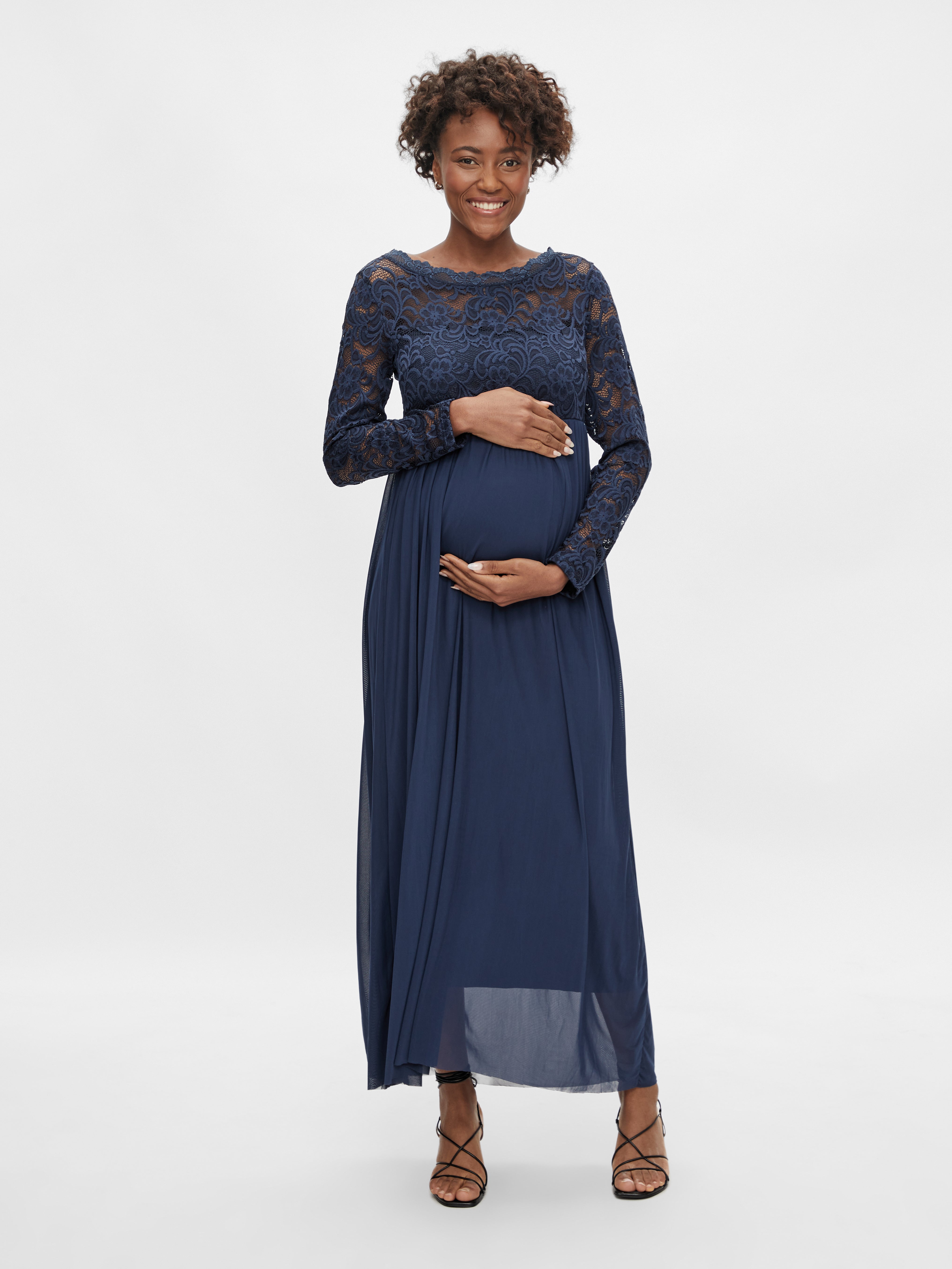 Maternity Gown with Slit Long-Sleeve - Sexy Mama Maternity
