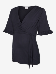 MAMA.LICIOUS Regular fit V-pääntie Topit -Blueberry - 20015524
