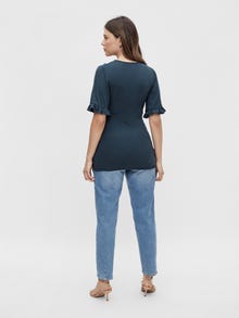 MAMA.LICIOUS Regular fit V-pääntie Topit -Blueberry - 20015524