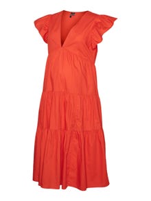 MAMA.LICIOUS Standard fit V-pääntie Mekot -Spicy Orange - 20016026