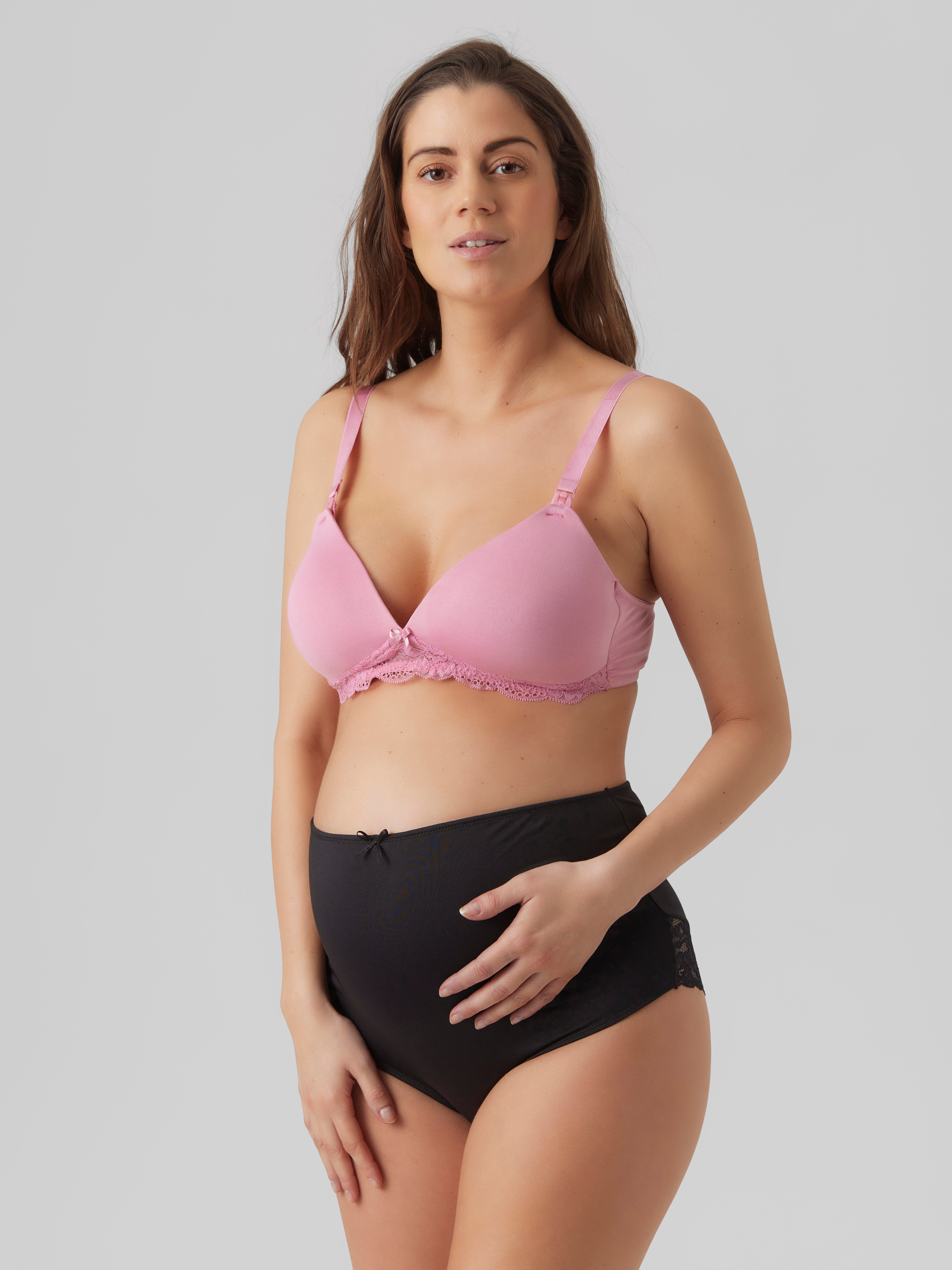 Mamalicious Maternity 2-pack ribbed panty in black and rose