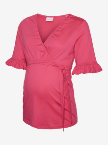 MAMA.LICIOUS Tavapärane lõige V-kaelus Top -Fuchsia Fedora - 20016516