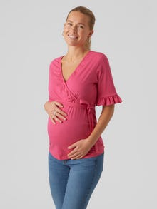 MAMA.LICIOUS Tavapärane lõige V-kaelus Top -Fuchsia Fedora - 20016516