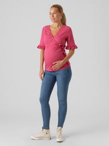 MAMA.LICIOUS Tavapärane lõige V-kaelus Top -Fuchsia Fedora - 20016516