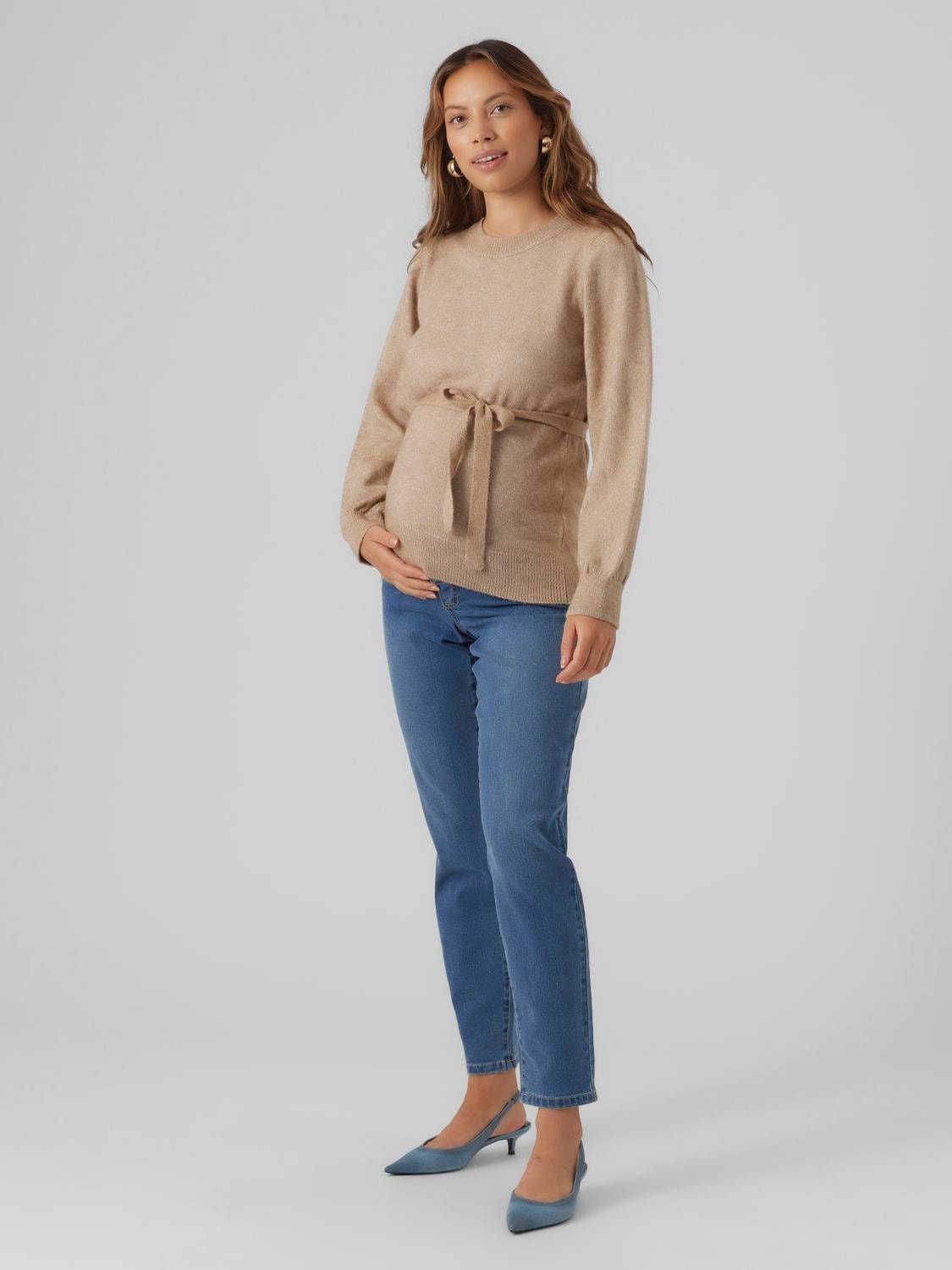 MAMA.LICIOUS Knitted maternity-pullover -Natural Melange - 20016830