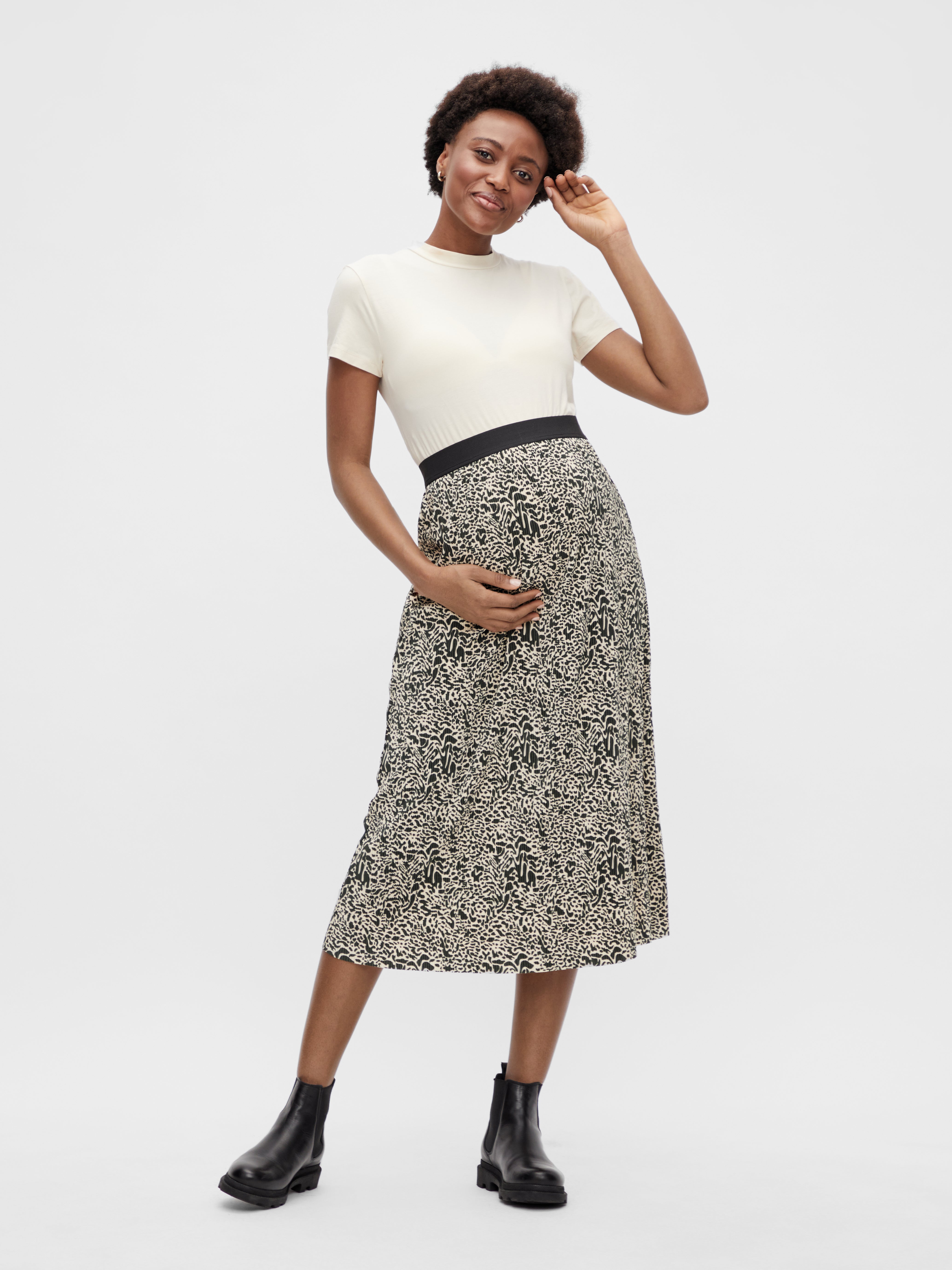 Animal print shop maternity midi skirt