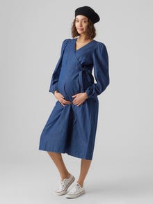 MAMA.LICIOUS MLLAOS Robe de Maternité -Medium Blue Denim - 20017223