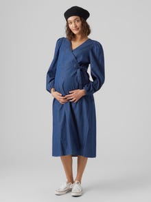 MAMA.LICIOUS MLLAOS Robe de Maternité -Medium Blue Denim - 20017223