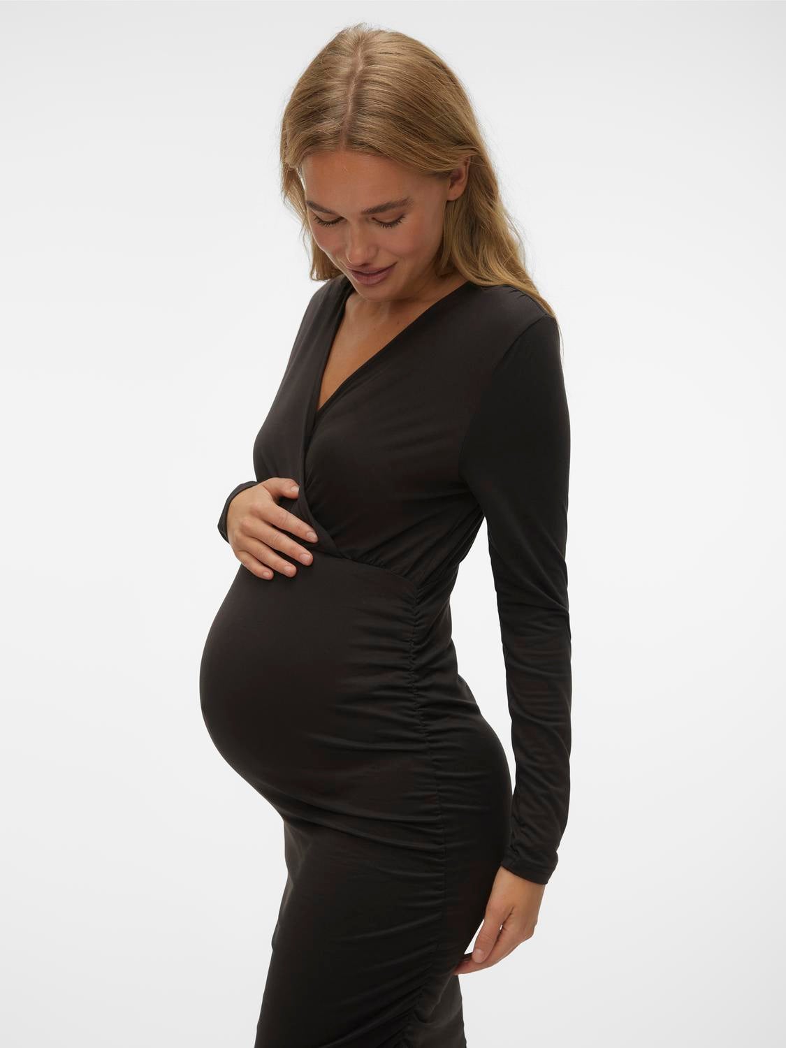 Topshop Maternity collared jersey midi dress in black - ShopStyle