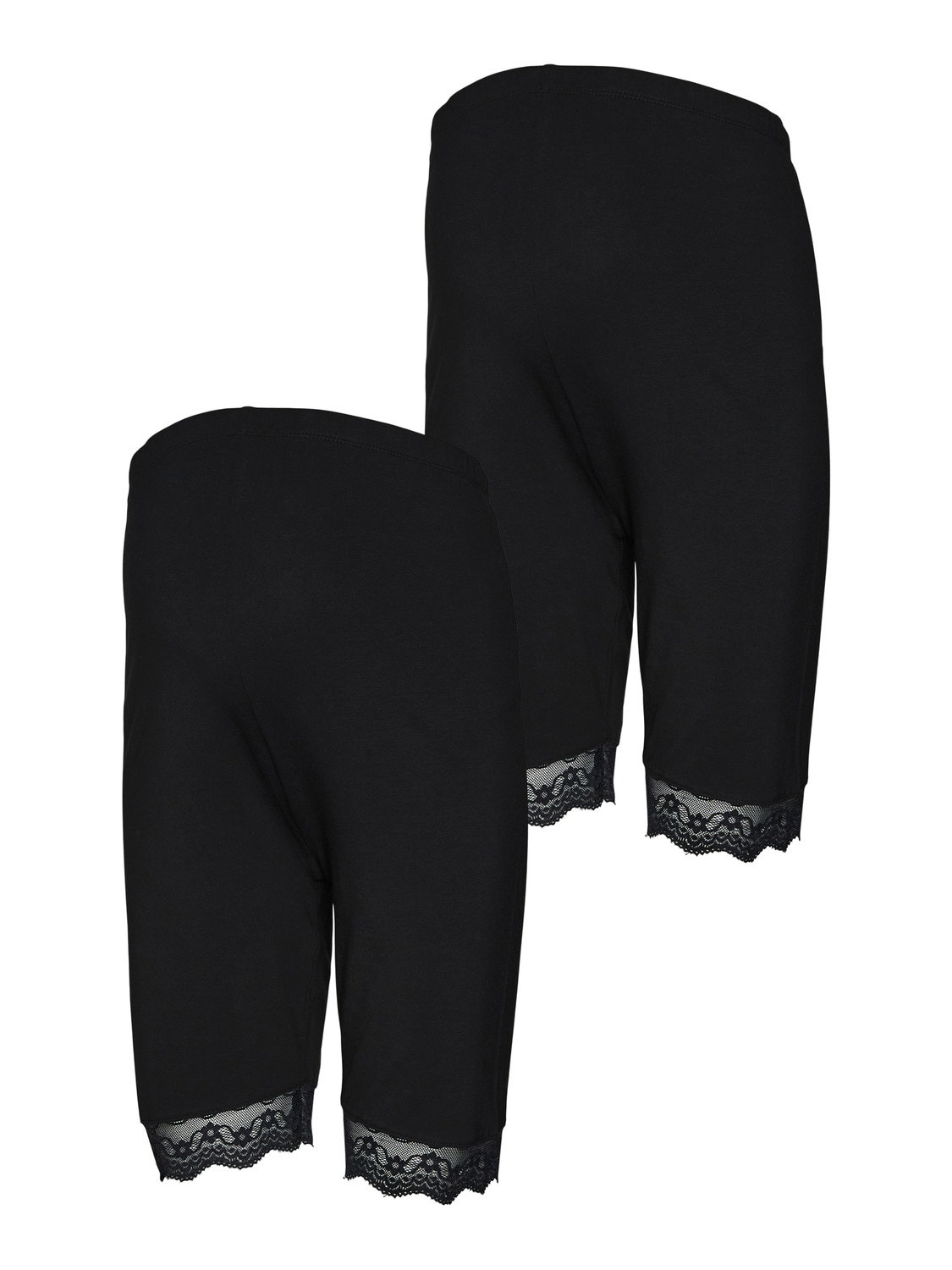 MAMA.LICIOUS Shorts Corte slim Tiro alto Dobladillos de cordones -Black - 20017540