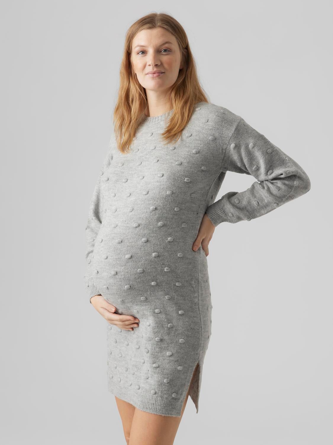 Knitted maternity-dress | Light Grey | MAMA.LICIOUS®