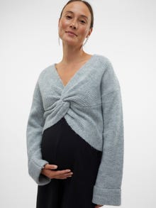 MAMA.LICIOUS Gebreide Zwangerschaps-pullover -Light Grey Melange - 20017673