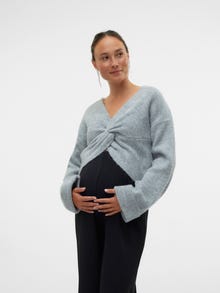 MAMA.LICIOUS Gebreide Zwangerschaps-pullover -Light Grey Melange - 20017673