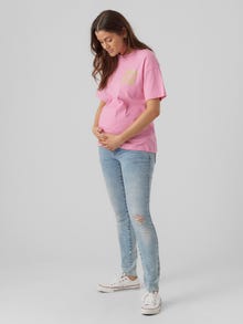 MAMA.LICIOUS Loose fit U-pääntie T-paidat -Sachet Pink - 20017922