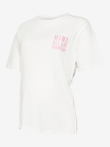 MAMA.LICIOUS T-shirts Loose Fit Col en U -Snow White - 20017922