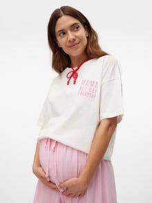MAMA.LICIOUS T-shirts Loose Fit Col en U -Snow White - 20017922
