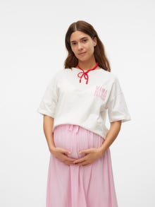 MAMA.LICIOUS T-shirts Loose Fit Col en U -Snow White - 20017922