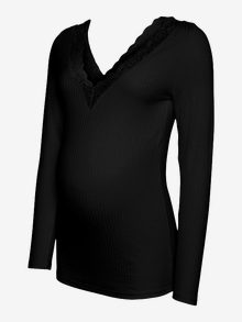 MAMA.LICIOUS Tops Regular Fit Col en V -Black - 20017978