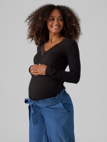MAMA.LICIOUS Tops Regular Fit Col en V -Black - 20017978