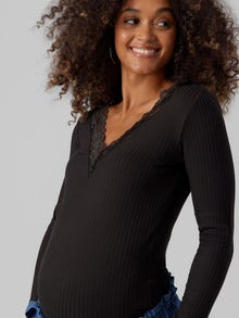 MAMA.LICIOUS Tops Regular Fit Col en V -Black - 20017978
