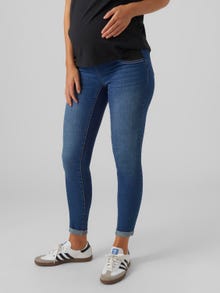 MAMA.LICIOUS Skinny fit Low waist Omvouwbare zomen Jeans -Medium Blue Denim - 20018268