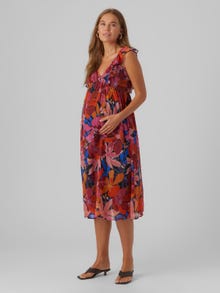 MAMA.LICIOUS Običajno prileganje V-izrez Obleka srednje dolžine -Bougainvillea - 20018271