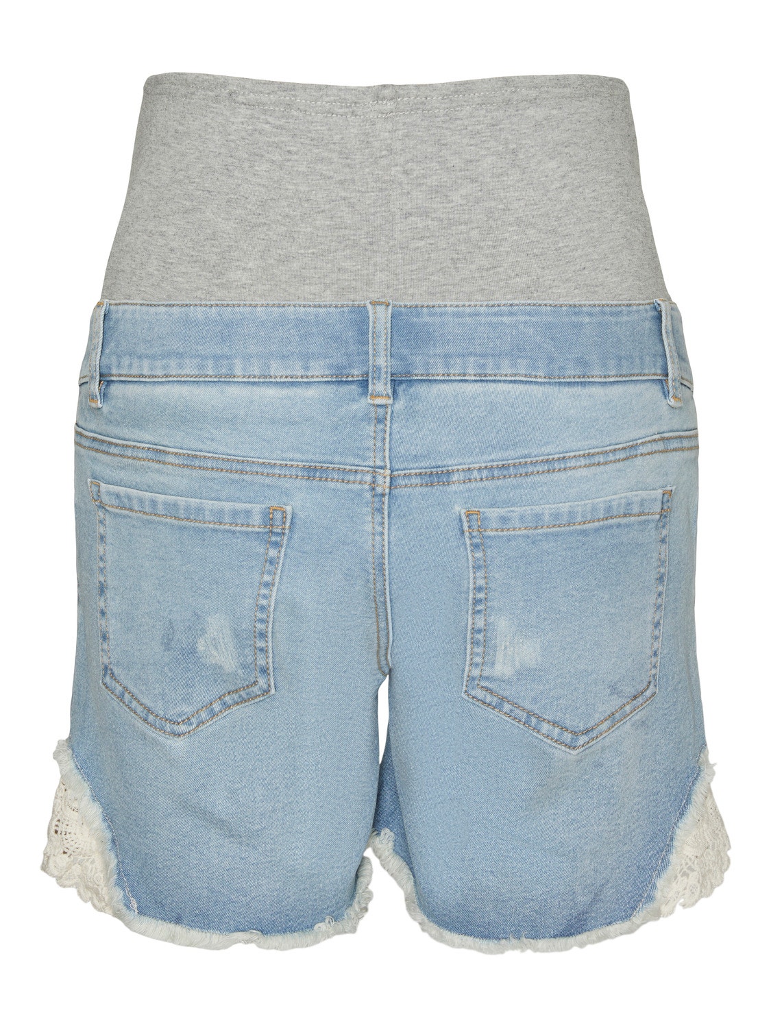 MAMA.LICIOUS Shorts Regular Fit Taille normale Ourlets en dentelle -Light Blue Denim - 20018293