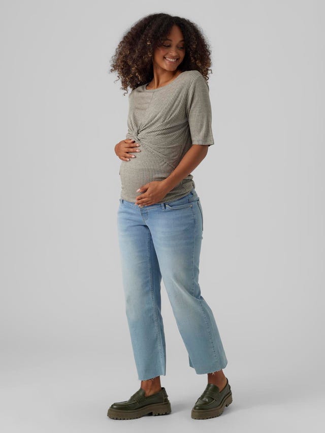 MAMA.LICIOUS Wide leg fit Mid waist Onafgewerkte zoom Jeans - 20018296