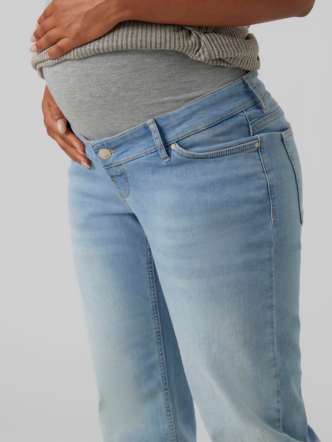 MAMA.LICIOUS Wide leg fit Mid waist Onafgewerkte zoom Jeans -Light Blue Denim - 20018296