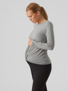 MAMA.LICIOUS Regular fit O-pääntie Normaalit hihat Topit -Light Grey Melange - 20018310