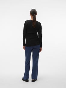 MAMA.LICIOUS Tops Regular Fit Col en V -Black - 20018350