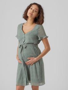 MAMA.LICIOUS Robe courte Regular Fit Col en V -Chinois Green - 20018365