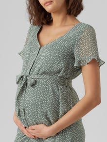 MAMA.LICIOUS Robe courte Regular Fit Col en V -Chinois Green - 20018365