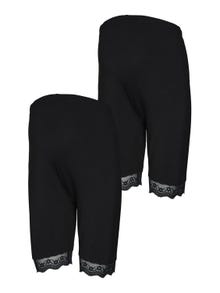 MAMA.LICIOUS Shorts Corte slim Tiro alto Dobladillos de cordones Curve -Black - 20018471