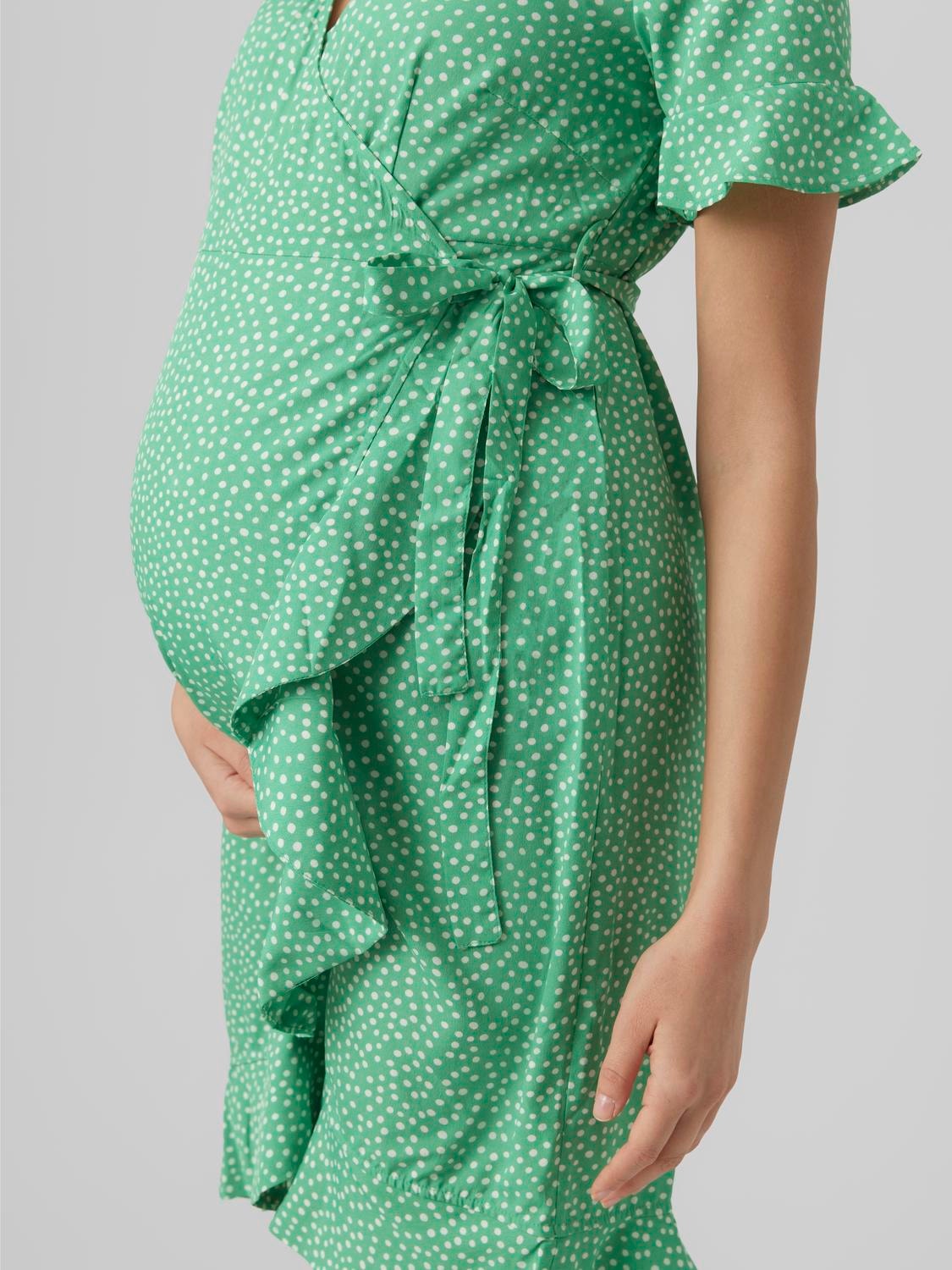 MAMA.LICIOUS Vestido corto Corte regular Cuello en V -Bright Green - 20018656