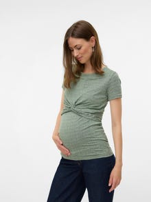 MAMA.LICIOUS Pravidelný strih Okrúhly výstrih Tričko -Smoke Green - 20018835