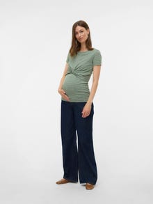 MAMA.LICIOUS Pravidelný strih Okrúhly výstrih Tričko -Smoke Green - 20018835