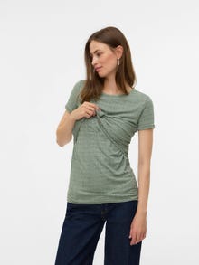MAMA.LICIOUS Pravidelný strih Okrúhly výstrih Tričko -Smoke Green - 20018835