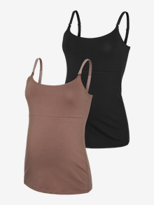 MAMA.LICIOUS Tops Regular Fit Col carré Une bandoulière à boucle réglable -Deep Taupe - 20018963